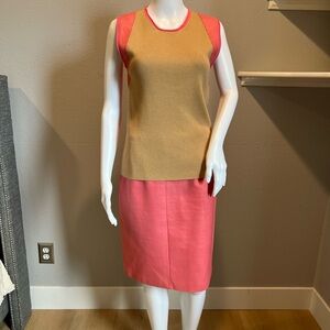 Reed Krakoff Blush and Pink Leather Accent 2 piece skirt and top